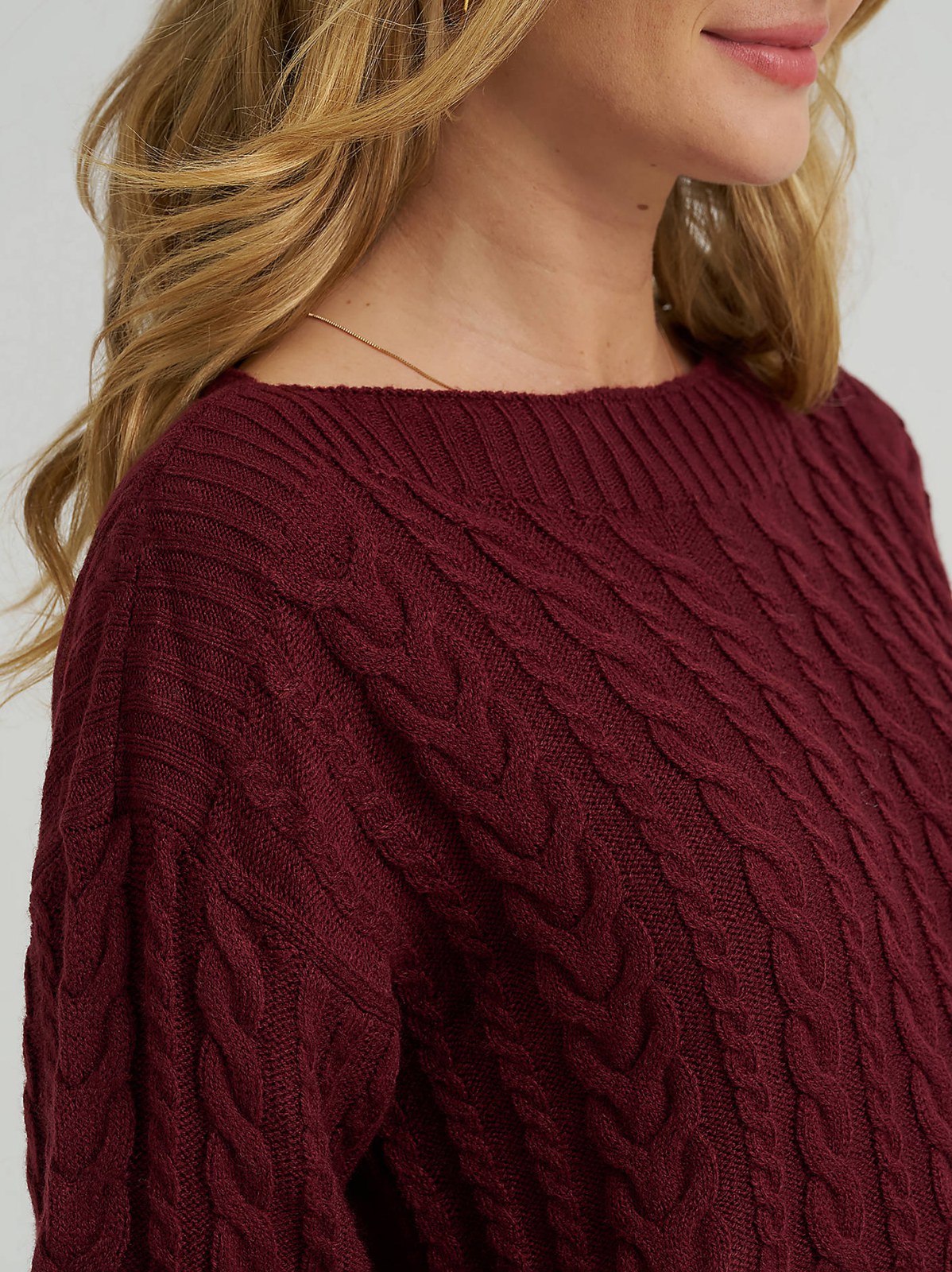 Women's Curved Hem Cable Knit Sweater - view 3