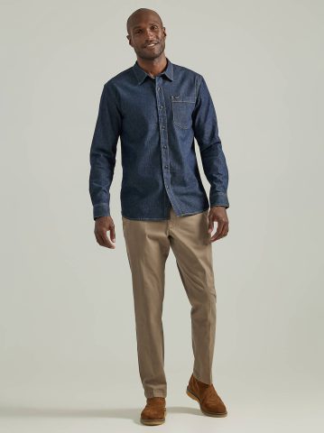 Men's Extreme Motion All Purpose Denim Button Down Shirt