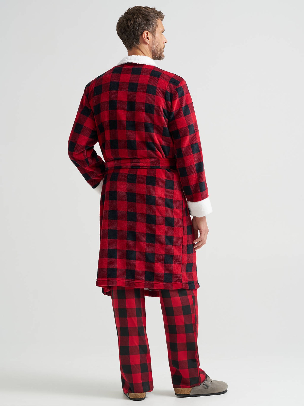 Men's Sherpa Lined Flannel Robe - view 2