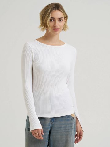 Women's Slit Sleeve Rib Knit Tee