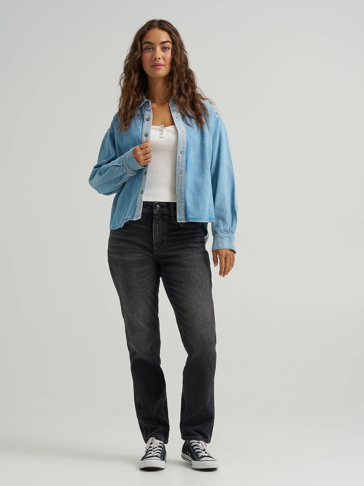 Women's Two Toned Denim Snap Front Shirt - view 3