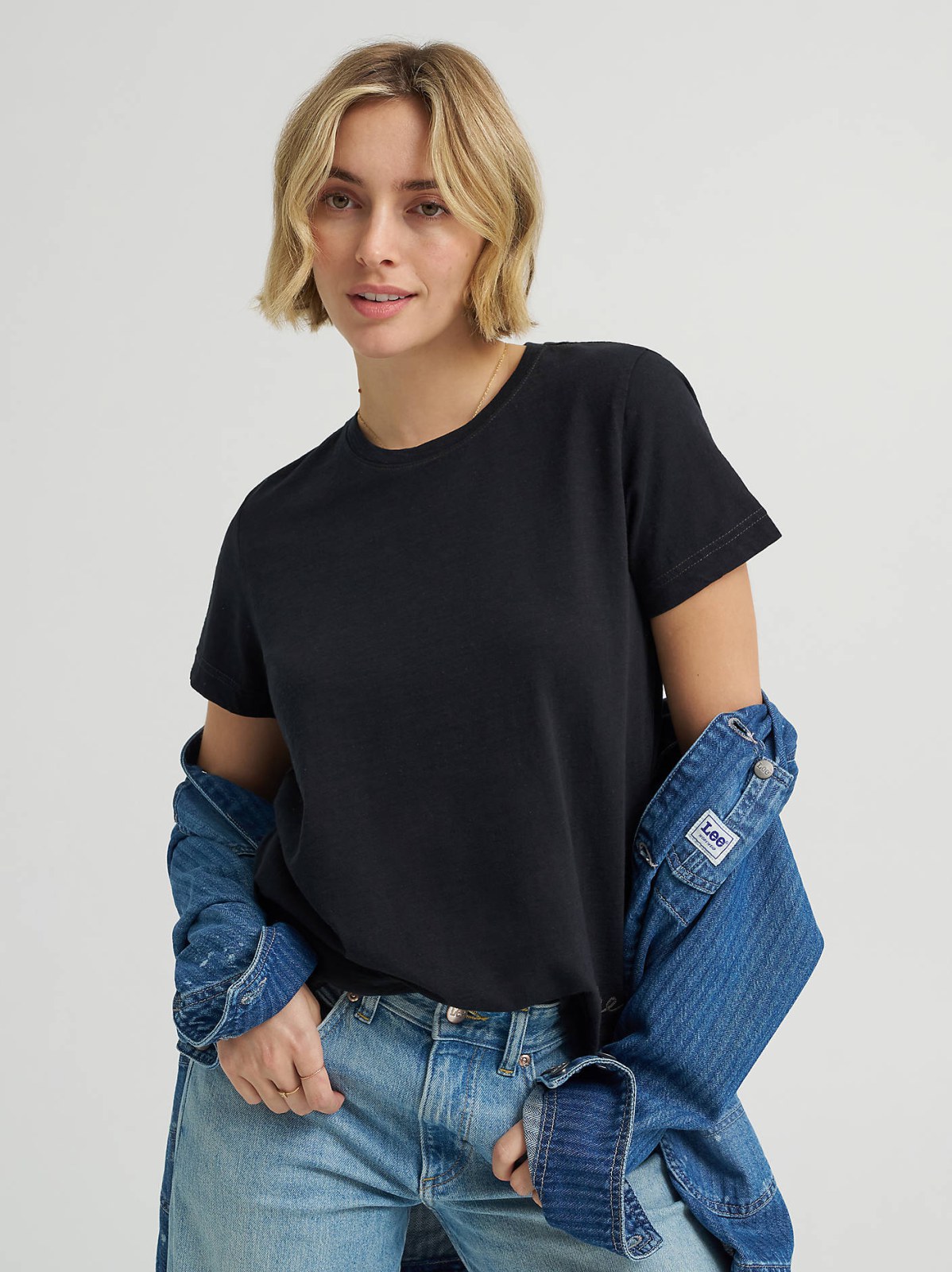 Women's Solid Crew Neck Tee - view 3