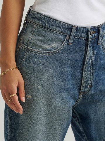 Women's Low Rise Button-Fly Darted Slouch Denim Bermuda
