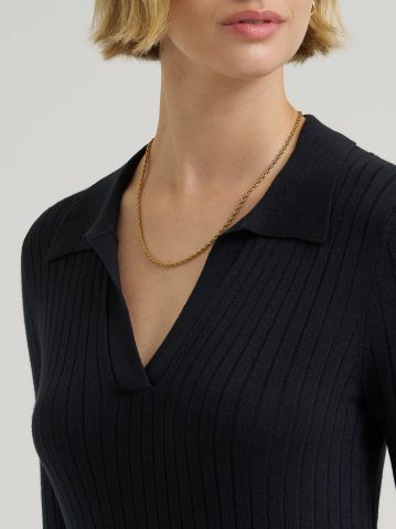Women's Plaited Polo Sweater