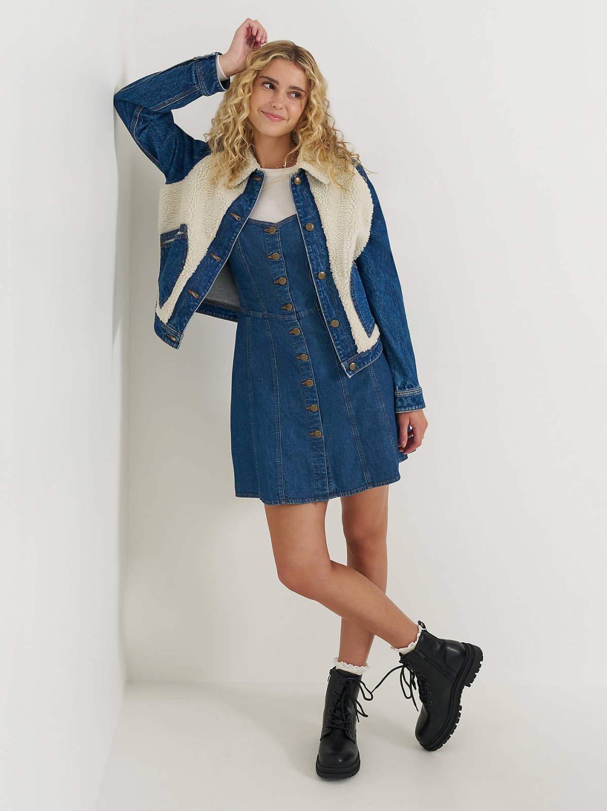 Women's Seamed Denim Mini Dress - view 6