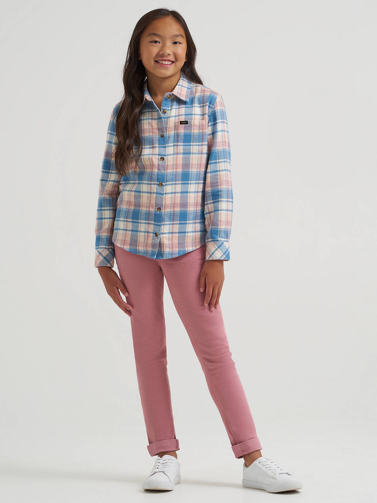 Girl's One Pocket Plaid Flannel Shirt - view 4