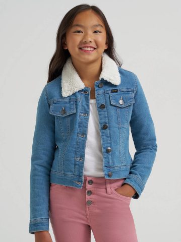 Girl's Sherpa Collar Denim Trucker Jacket Girl's Sherpa Collar Denim Trucker Jacket