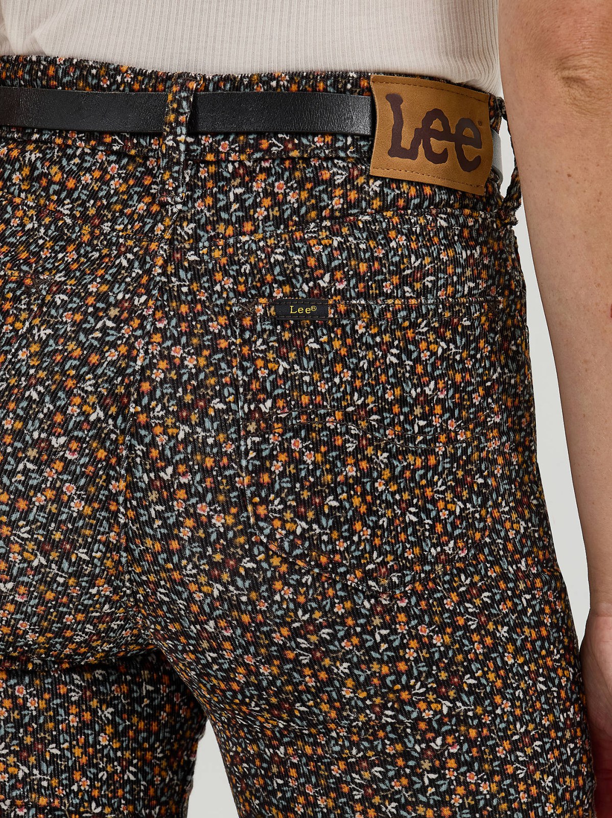 Women's High Rise Floral Print Corduroy Flare Jean - view 5