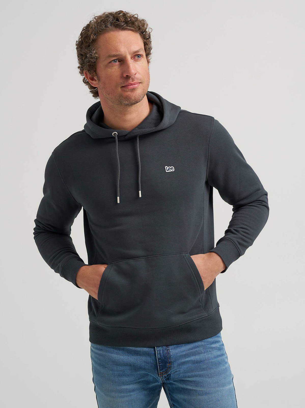 Men's Logo Patch Solid Hoodie