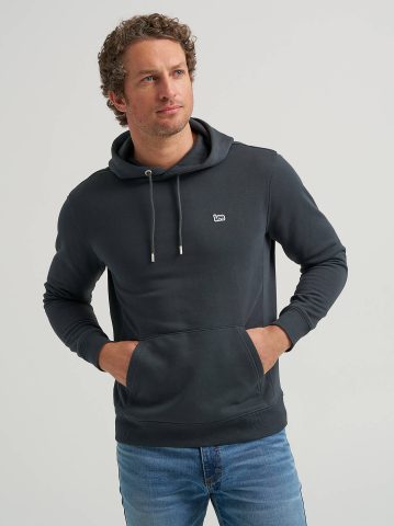 Men's Logo Patch Solid Hoodie