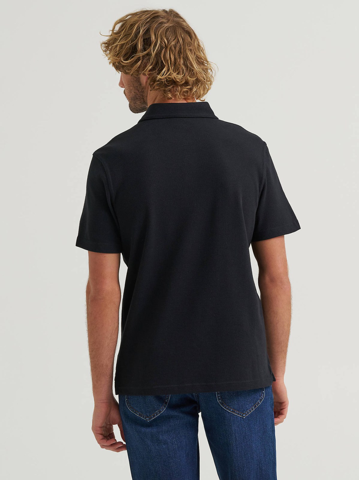 Men's Lightweight Waffle Knit Polo Shirt - view 2