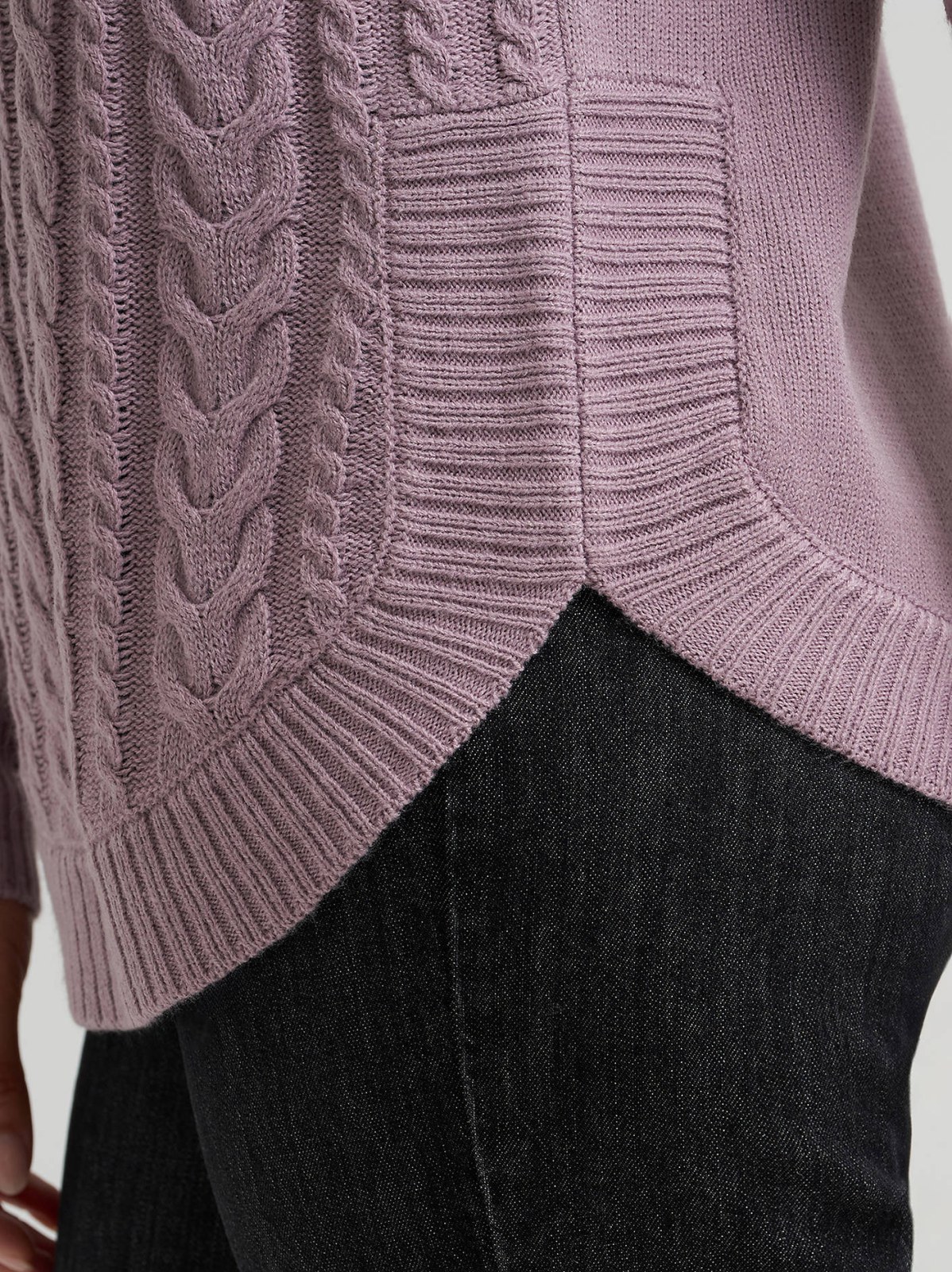 Women's Curved Hem Cable Knit Sweater - view 3