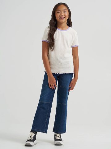 Girl's Ringer Waffle Texture Tee