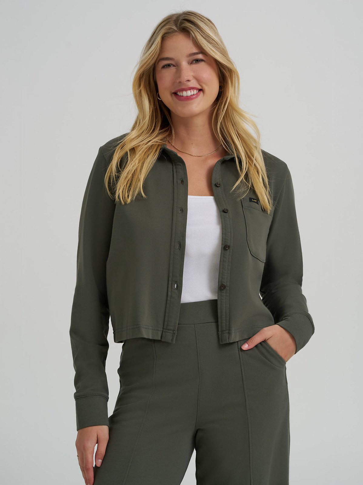 Women's All Purpose Solid Knit Button Down Shirt