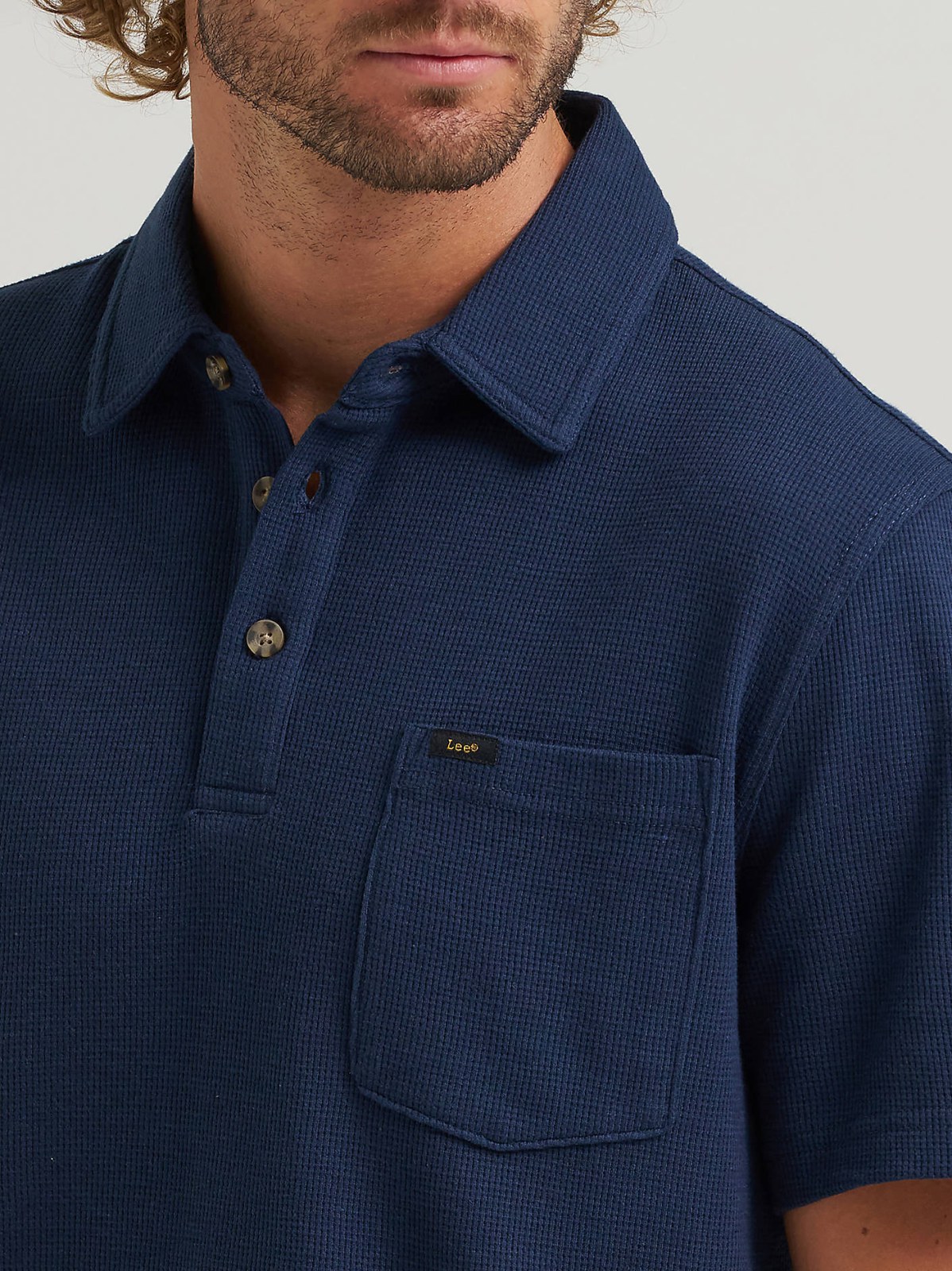 Men's Lightweight Waffle Knit Polo Shirt - view 3