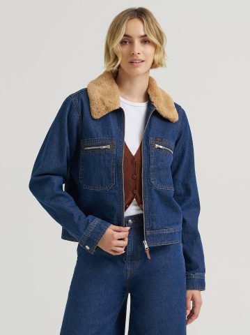Women's Premium Removable Fur Collar Denim Jacket Women's Premium Removable Fur Collar Denim Jacket