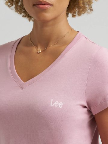 Women's Solid V-Neck Logo Tee