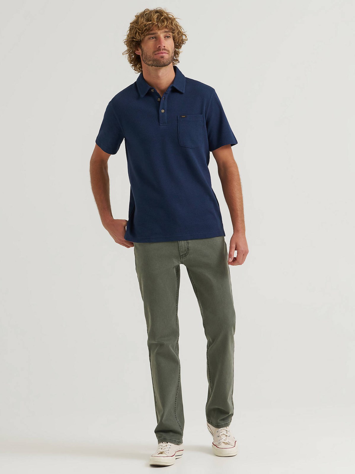 Men's Lightweight Waffle Knit Polo Shirt - view 4