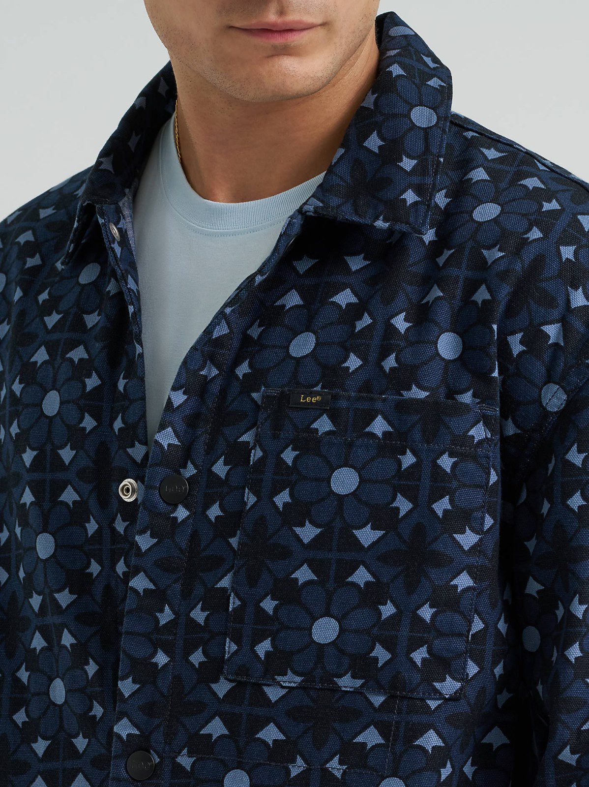 Men's Geo Snap Front Denim Jacket - view 4