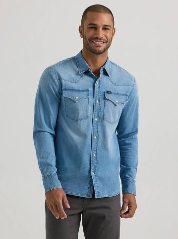 Men's All Purpose Western Denim Snap Shirt Men's All Purpose Western Denim Snap Shirt