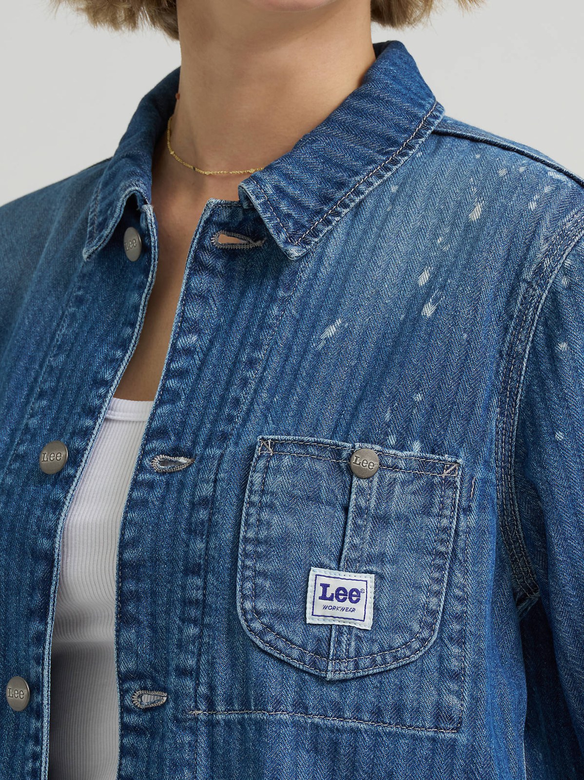 Women's Bleach Splatter Stripe Chore Jacket - view 5