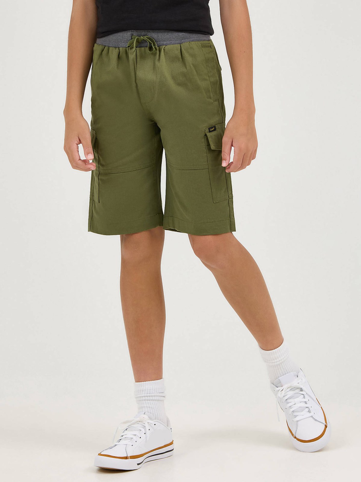 Boy's Rib Stretch Pull On Cargo Short - view 2