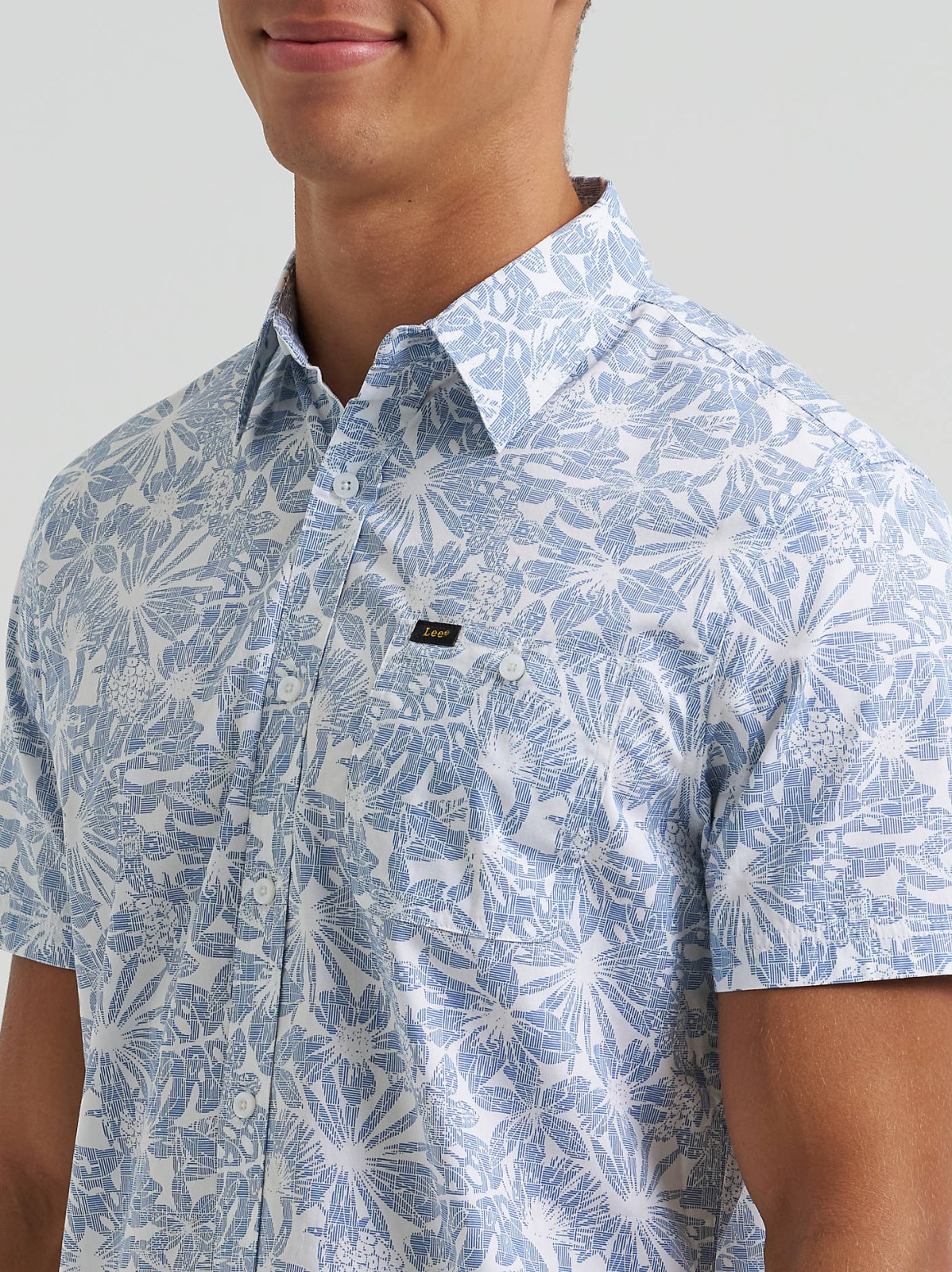 Men's Textured Floral Button Down Shirt - view 3