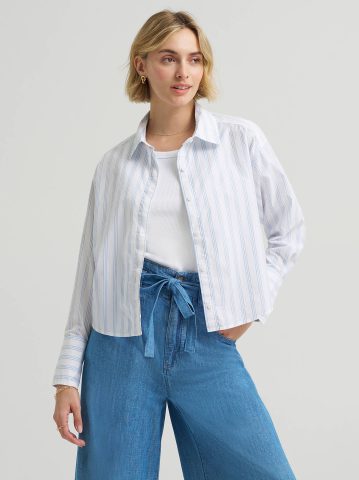 Women's Wide Cuff Stripe Button Down Shirt Women's Wide Cuff Stripe Button Down Shirt