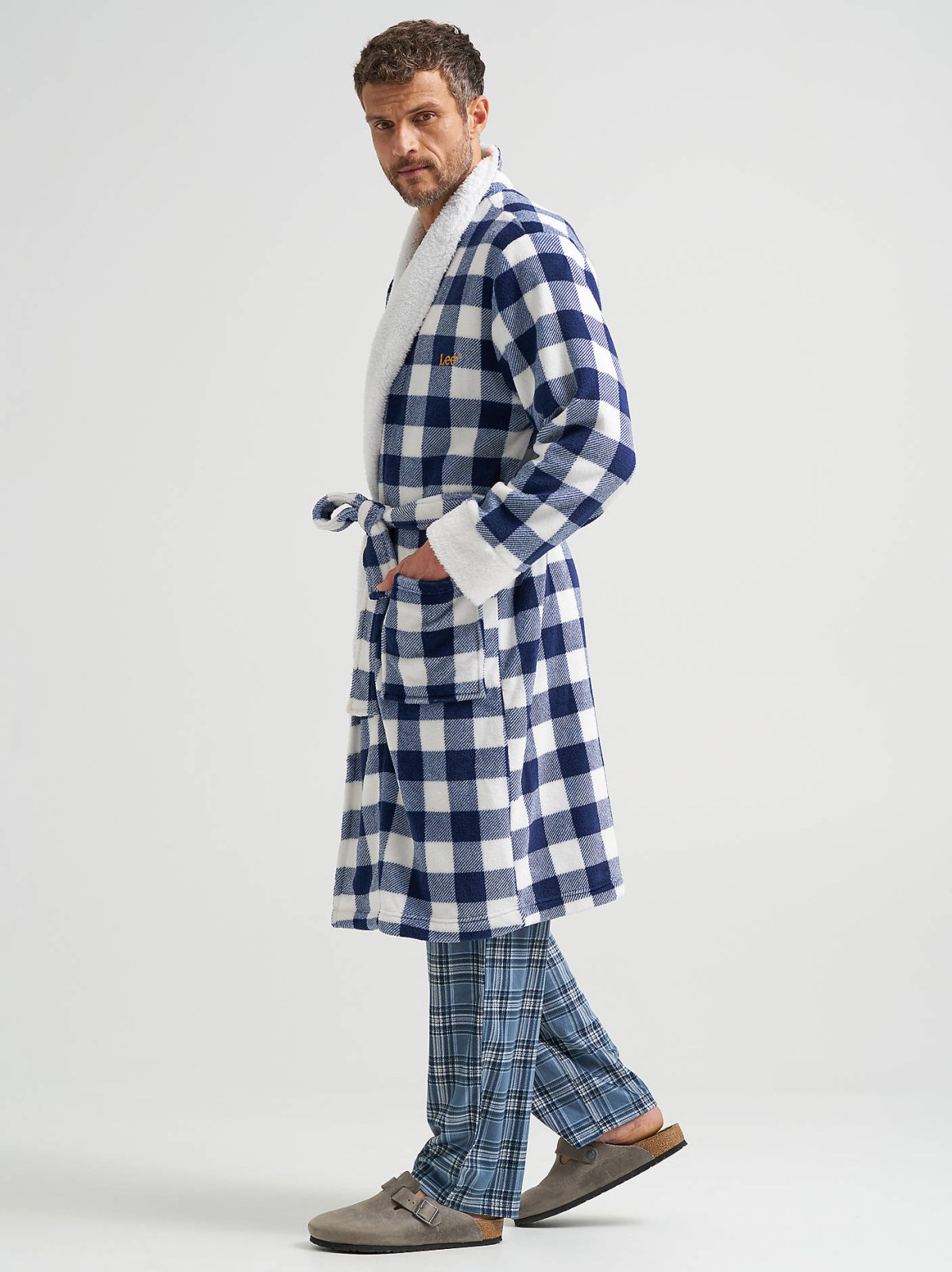 Men's Sherpa Lined Flannel Robe - view 3